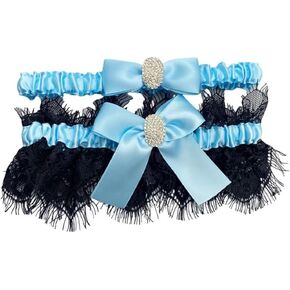 NBCMVMV Women's 2 Pieces Lace Wedding Garter for Bride with Toss Away Stretch Prom Garter Set