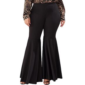 WDIRARA Women's Plus Size Flare Bell Bottom Pants High Waist Stretchy Long Pants in Kuwait