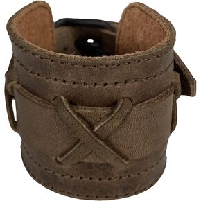 فالهالا جير, سوار راجناروك مصنوع يدويا من الجلد المحبب بالكامل - سوار معصم عصري وانيق وعصري للرجال - قطع صلبة شديدة التحمل، سوار عريض قابل للتعديل - بني بوربون in Kuwait