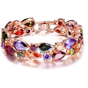 QIANSE "Mona Lisa Multicolor Bracelets, Rose Gold Plated Bracelet for Women, Packaged with Jewelry Box, Christmas Birthday Mothers Day Gifts for Women Mom Wife Grandma in Kuwait