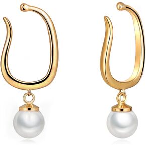 كاولاين بيرل كيبل كليب أقراط متدلية غير مثقوبة أذنين 14K الذهب هوب الغضروف الأذن الصغيرة لا تسبب الحساسية لطيف سحر المجوهرات هدية in Kuwait