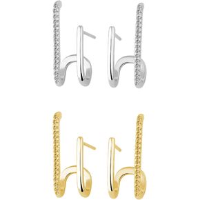 MAQVQLU Double Twist Hoop Earrings for Women Claw Ear Cuff Earrings CZ Double Hoop Earrings Illusion Double Earrings for Girls
