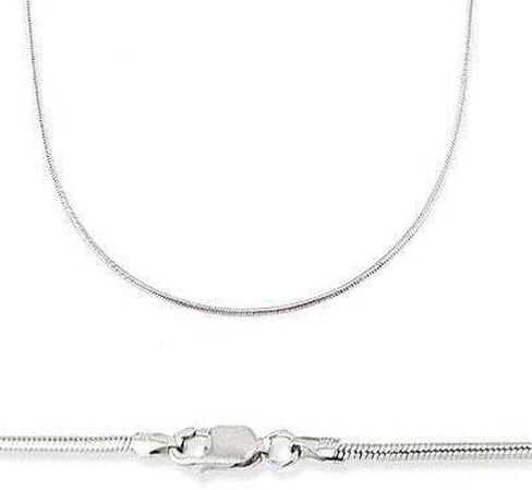 14k Solid White Gold Round Snake Chain Necklace .8mm 16" in Saudi Arabia