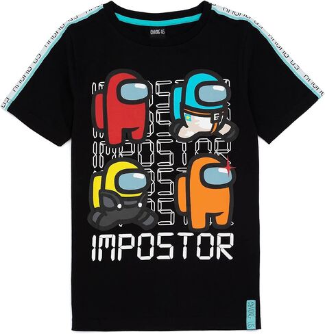 تي شيرت للأولاد من بين الولايات المتحدة للأطفال، قميص أسود بأكمام قصيرة in Kuwait