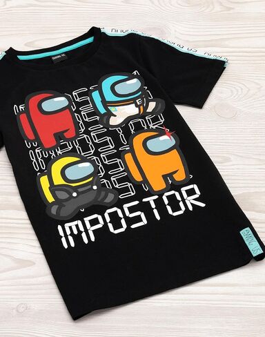 تي شيرت للأولاد من بين الولايات المتحدة للأطفال، قميص أسود بأكمام قصيرة in Kuwait