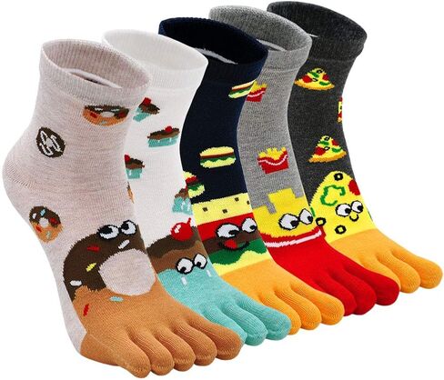 ZAKASA Womens Funny Toe Sock Cotton Five Finger Running Ankle Novelty Socks (Animal cat, US shoe 6-9) in Kuwait