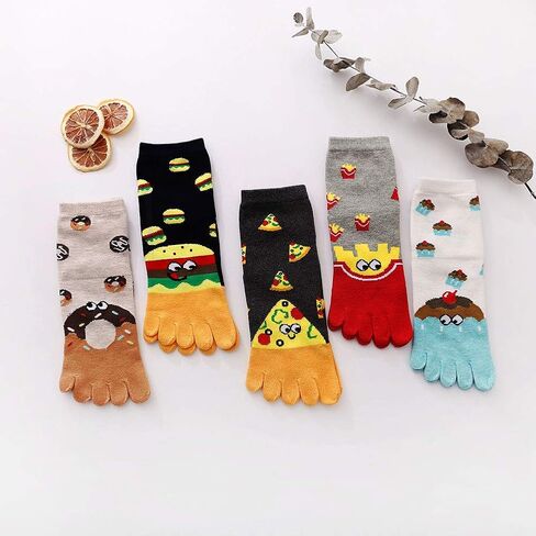 ZAKASA Womens Funny Toe Sock Cotton Five Finger Running Ankle Novelty Socks (Animal cat, US shoe 6-9) in Kuwait
