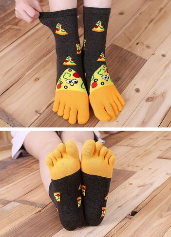 ZAKASA Womens Funny Toe Sock Cotton Five Finger Running Ankle Novelty Socks (Animal cat, US shoe 6-9) in Kuwait
