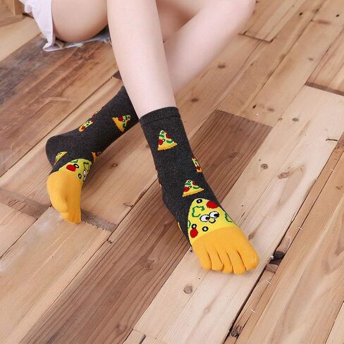 ZAKASA Womens Funny Toe Sock Cotton Five Finger Running Ankle Novelty Socks (Animal cat, US shoe 6-9) in Kuwait