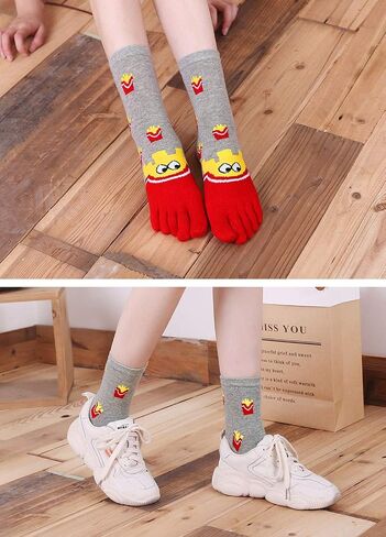 ZAKASA Womens Funny Toe Sock Cotton Five Finger Running Ankle Novelty Socks (Animal cat, US shoe 6-9) in Kuwait