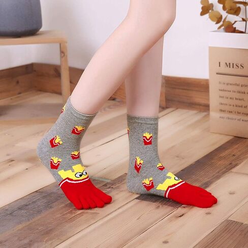 ZAKASA Womens Funny Toe Sock Cotton Five Finger Running Ankle Novelty Socks (Animal cat, US shoe 6-9) in Kuwait