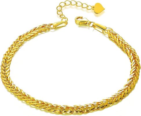 SISGEM Solid 18k Yellow Gold Celtic Chain Bracelet, Fine Gold Link Jewelry for Women (4 mm, 6.5-8.0 Inch) in Saudi Arabia