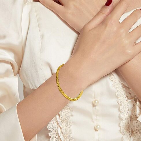 SISGEM Solid 18k Yellow Gold Celtic Chain Bracelet, Fine Gold Link Jewelry for Women (4 mm, 6.5-8.0 Inch) in Saudi Arabia