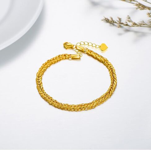 SISGEM Solid 18k Yellow Gold Celtic Chain Bracelet, Fine Gold Link Jewelry for Women (4 mm, 6.5-8.0 Inch) in Saudi Arabia