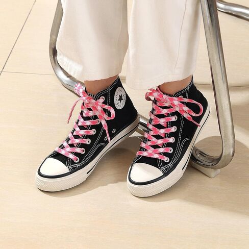 Stepace 2 Pairs Fashionable Double Layer 5/16" Flat Colored Shoe laces for Sneakers in Saudi Arabia