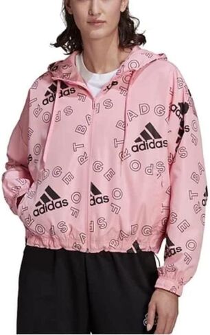 سترة واقية فضفاضة بطباعة شعار أساسي للنساء من adidas in Saudi Arabia