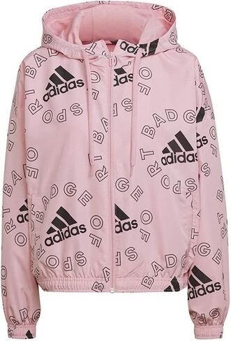 سترة واقية فضفاضة بطباعة شعار أساسي للنساء من adidas in Saudi Arabia