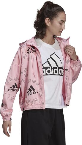 سترة واقية فضفاضة بطباعة شعار أساسي للنساء من adidas in Saudi Arabia