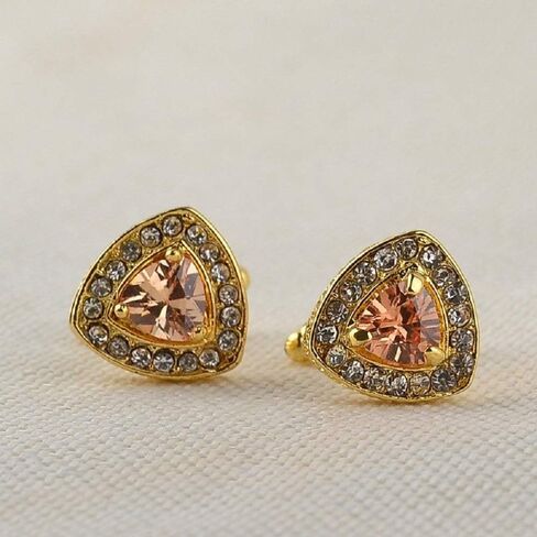 V & L Gold Crystal Cuff links Yellow – Fancy Unique Elegant Sparkling Luxury Gem Stone Cufflinks for men in Triangle - Perfect for Wedding, Formal, Suits, Business and Groom Cufflink in Saudi Arabia