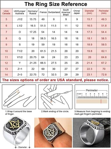 خواتم FaithHeart Masonic Signet للرجال، مجوهرات ماسونية من الفولاذ المقاوم للصدأ، حلقة إبهام لراكبي الدراجات النارية مع تغليف رقيق in Kuwait