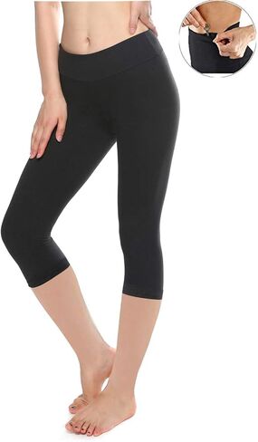 بنطال كابري ناعم من KT للنساء - بنطال كابري عالي الخصر مع جيوب - مقاس عادي وكبير - أكثر من 10 ألوان in Kuwait