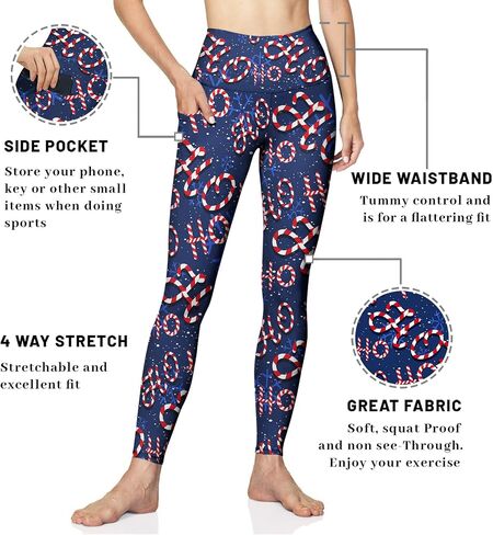 baprrjy Christmas Leggings for Women, High Waist Yoga Pants Tummy Control Seamless Athletic Leggings Workout Pants in Kuwait