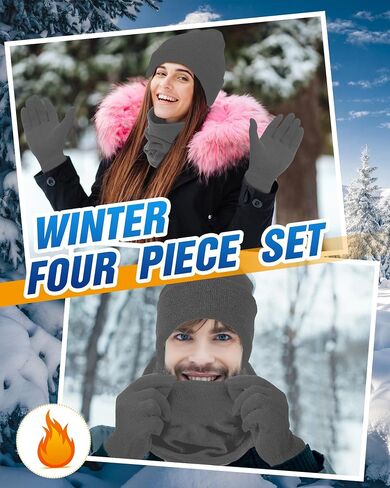 Unittype 48 Pack Unisex Thermal Winter Bulk 12 Cozy Beanies, 12 Neck Warmers, 12 Pairs Winter Gloves and 12 Pairs Warm Socks for Men Women Bundle Gift Set in Saudi Arabia