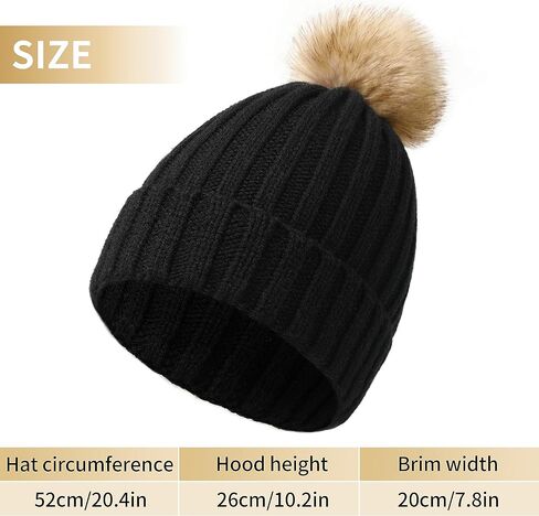 DOFOWORK Beanies Women - قبعات شتوية للنساء مع قبعة جمجمة دافئة من الفرو الصناعي، قبعة صغيرة للنساء in Kuwait