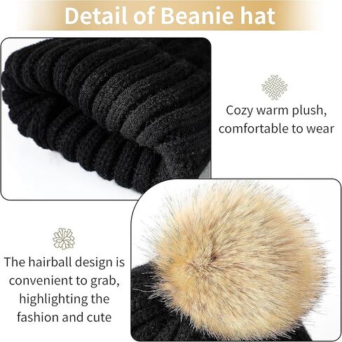 DOFOWORK Beanies Women - قبعات شتوية للنساء مع قبعة جمجمة دافئة من الفرو الصناعي، قبعة صغيرة للنساء in Kuwait