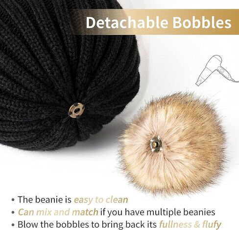 DOFOWORK Beanies Women - قبعات شتوية للنساء مع قبعة جمجمة دافئة من الفرو الصناعي، قبعة صغيرة للنساء in Kuwait