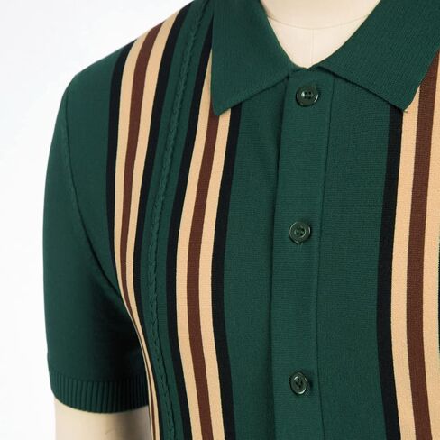 قمصان بولو رجالي من PJ PAUL JONES قمصان جولف محبوكة بأزرار مخططة عتيقة in Kuwait