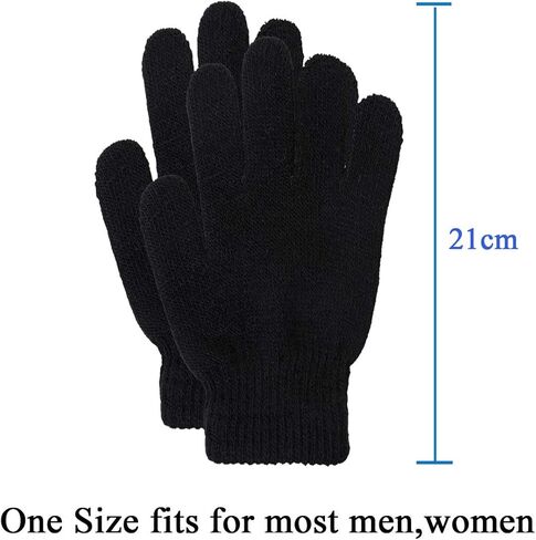10 أزواج من القفازات السحرية الشتوية للبالغين، قفازات محبوكة دافئة وقابلة للتمدد للرجال والنساء، قفازات سحرية شتوية (10 أزواج - أسود، للكبار - (21 سم)) in Kuwait
