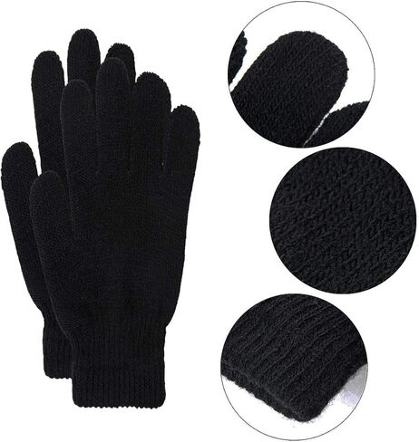 10 أزواج من القفازات السحرية الشتوية للبالغين، قفازات محبوكة دافئة وقابلة للتمدد للرجال والنساء، قفازات سحرية شتوية (10 أزواج - أسود، للكبار - (21 سم)) in Kuwait