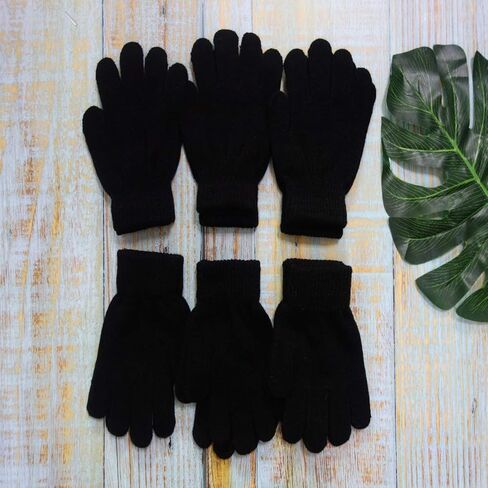 10 أزواج من القفازات السحرية الشتوية للبالغين، قفازات محبوكة دافئة وقابلة للتمدد للرجال والنساء، قفازات سحرية شتوية (10 أزواج - أسود، للكبار - (21 سم)) in Kuwait