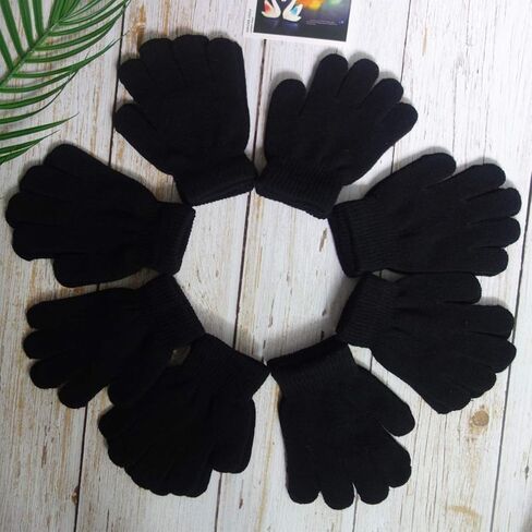 10 أزواج من القفازات السحرية الشتوية للبالغين، قفازات محبوكة دافئة وقابلة للتمدد للرجال والنساء، قفازات سحرية شتوية (10 أزواج - أسود، للكبار - (21 سم)) in Kuwait