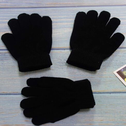 10 أزواج من القفازات السحرية الشتوية للبالغين، قفازات محبوكة دافئة وقابلة للتمدد للرجال والنساء، قفازات سحرية شتوية (10 أزواج - أسود، للكبار - (21 سم)) in Kuwait