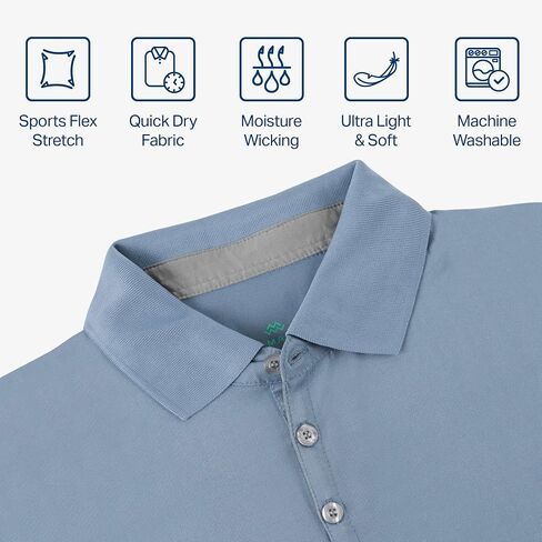 [3 Pack] Mio Marino Golf Polo Shirts for Men - Dry Fit - Ultra-Light Fabric in Kuwait