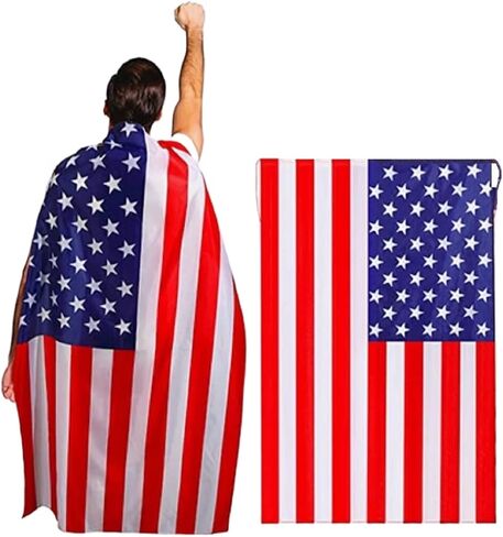 LKQBBSZ American Flag Cape Cloak Costume, 4th of July Independence Day Decoration, USA Patriotic Flag Cloak for Men Women Adults,Use for Parties, Games, Dates, Home Decor Multicoloured in Saudi Arabia