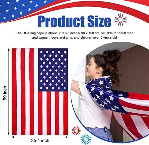 LKQBBSZ American Flag Cape Cloak Costume, 4th of July Independence Day Decoration, USA Patriotic Flag Cloak for Men Women Adults,Use for Parties, Games, Dates, Home Decor Multicoloured in Saudi Arabia