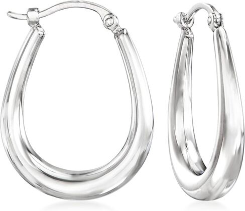 Ross-Simons 14kt White Gold Tapered Hoop Earrings in Saudi Arabia