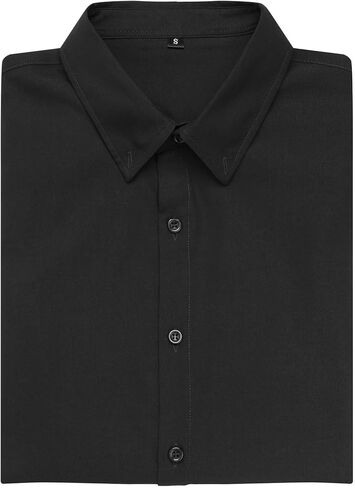 URRU Men's Muscle Dress Shirts Slim Fit Stretch Long&Short Sleeve Casual Button Down Shirt in Kuwait