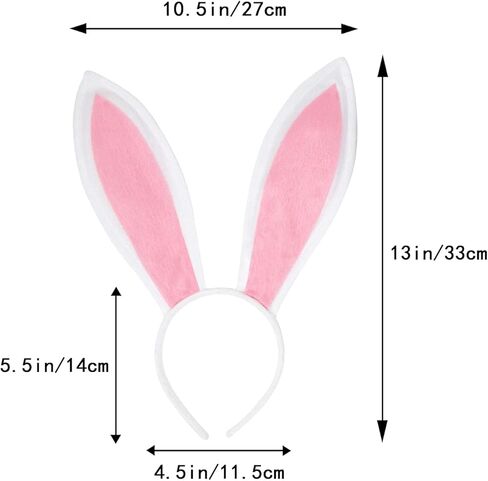 مجموعة من 3 قطع من عصابة رأس أرنب عيد الفصح من جيالوين، عصابة رأس من القطيفة على شكل آذان أرنب وربطة رأس وحفلات ذيل وإكسسوارات أزياء الهالوين (أبيض/وردي) in Kuwait