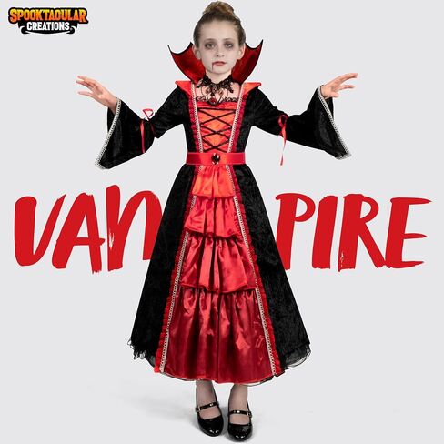 Spooktacular Creations Girls Vampire Costume, Gothic Vampire Costume for Girls Halloween Dress Up in Saudi Arabia