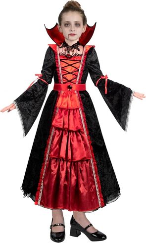 Spooktacular Creations Girls Vampire Costume, Gothic Vampire Costume for Girls Halloween Dress Up in Saudi Arabia