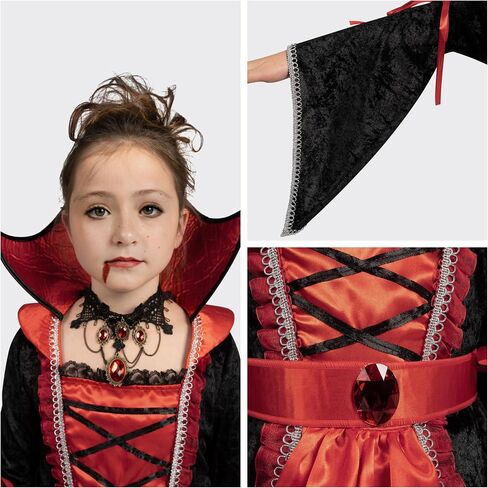 Spooktacular Creations Girls Vampire Costume, Gothic Vampire Costume for Girls Halloween Dress Up in Saudi Arabia