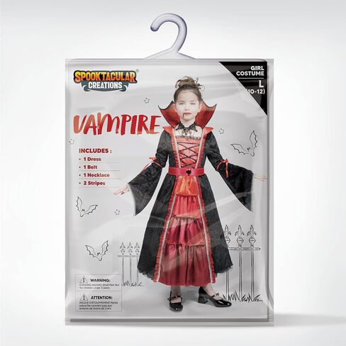 Spooktacular Creations Girls Vampire Costume, Gothic Vampire Costume for Girls Halloween Dress Up in Saudi Arabia