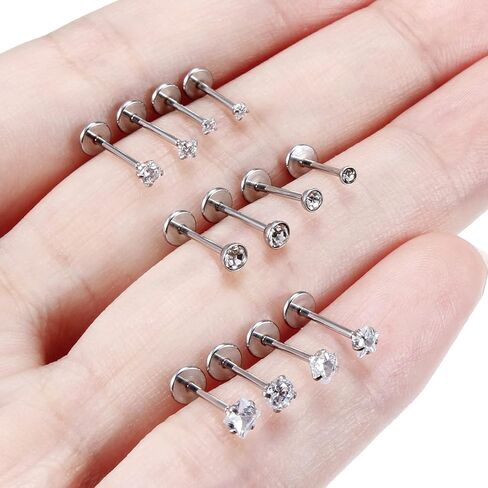 Xwnskvvz 20G 18G حلقات دفع بدون خيوط في الأنف ترصيع من الفولاذ الجراحي مسمار الأنف 1.5 مم 2 مم 2.5 مم 3 مم دائري/نجمة/قلب كريستال ثقب الأنف للنساء والرجال in Kuwait