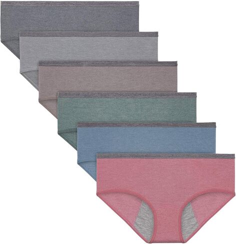 سراويل داخلية للنساء من Angelhood مضادة للتسرب، ملابس داخلية قطنية للسيدات بعد الولادة، 6 قطع متعددة الألوان in Kuwait