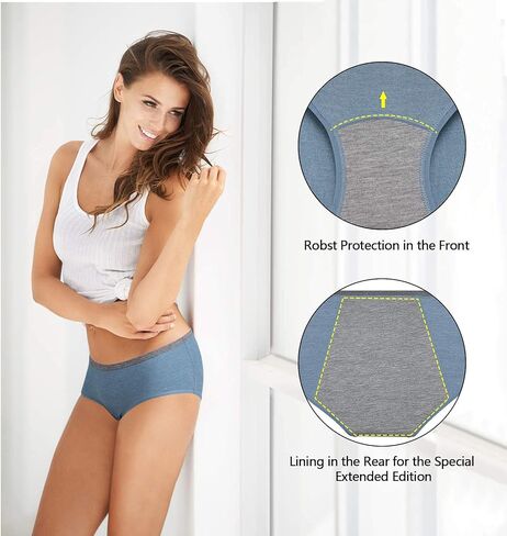 سراويل داخلية للنساء من Angelhood مضادة للتسرب، ملابس داخلية قطنية للسيدات بعد الولادة، 6 قطع متعددة الألوان in Kuwait