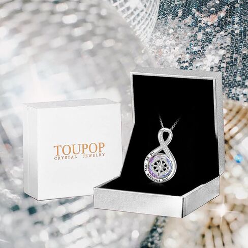 TOUPOP سأضيع بدونك قلادة بوصلة للنساء من الفضة الإسترلينية قلادة بوصلة لا نهاية لها مع هدايا مجوهرات كريستال لحفلات الزفاف وأعياد الميلاد وعيد الميلاد وعيد الحب وعيد الأم in Kuwait